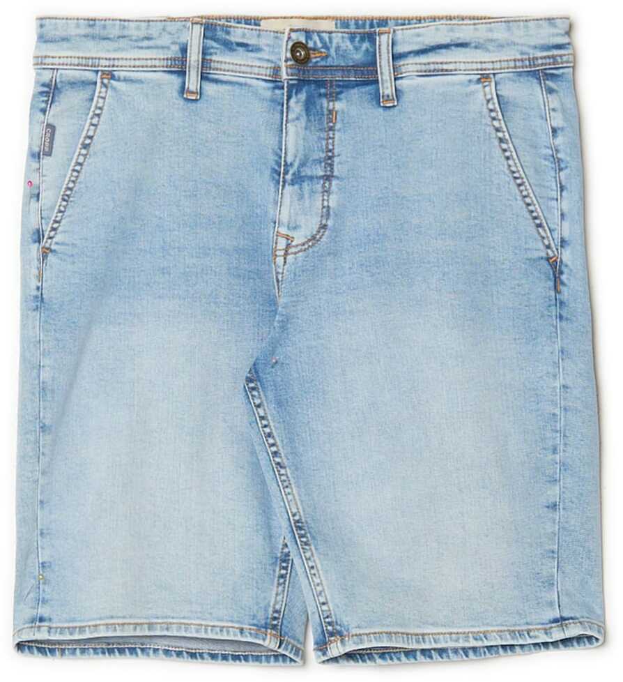 Cropp - Szorty jeansowe z efektem sprania - Niebieski