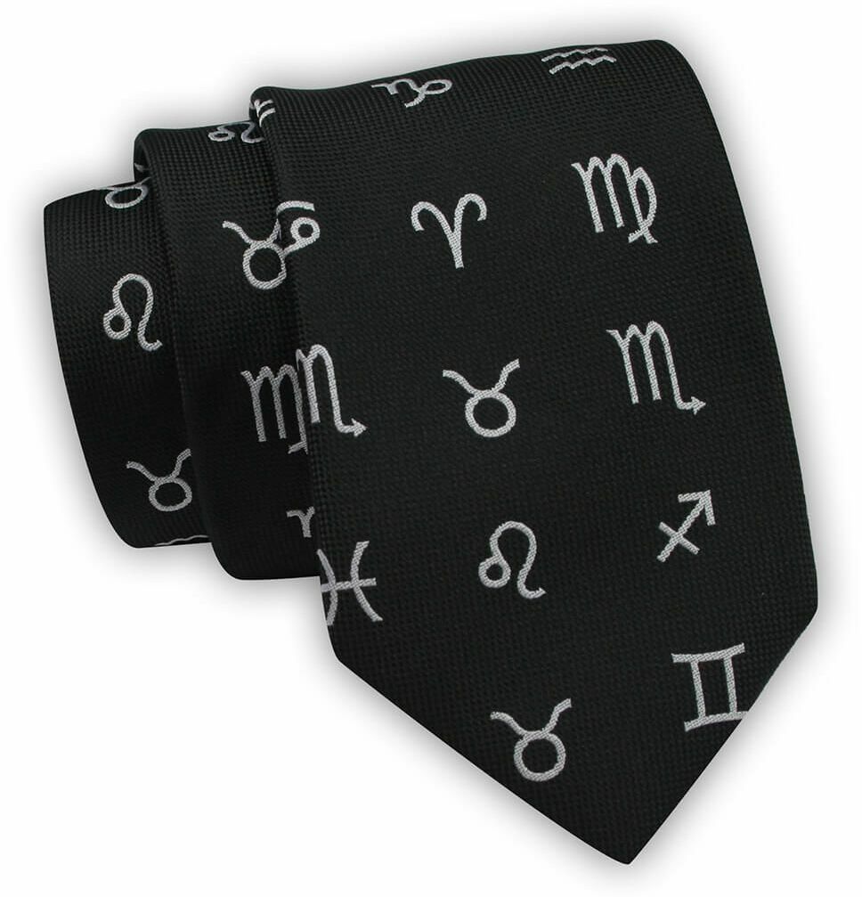 Krawat Alties (7 cm) - Znaki Zodiaku - Czarny KRALTS0535