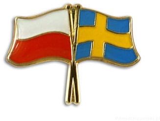 Flaga Polska - Szwecja, przypinka