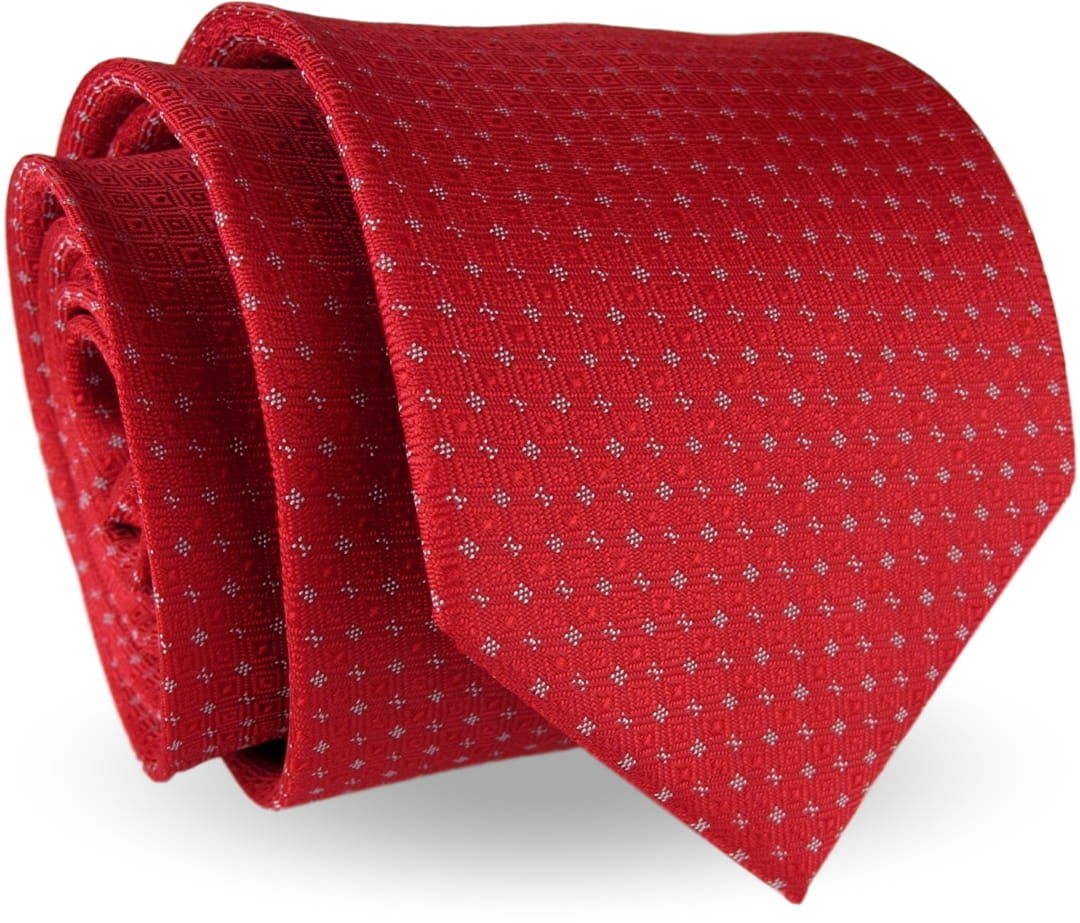 Krawat Męski Elegancki Modny klasyczny czerwony we wzorki G259