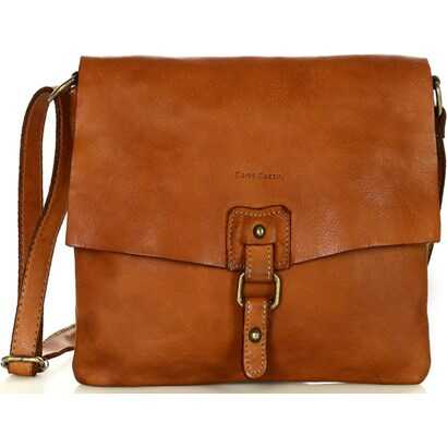 Torebka skórzana listonoszka stylowy minimalizm ala messenger leather bag - MARCO MAZZINI camel