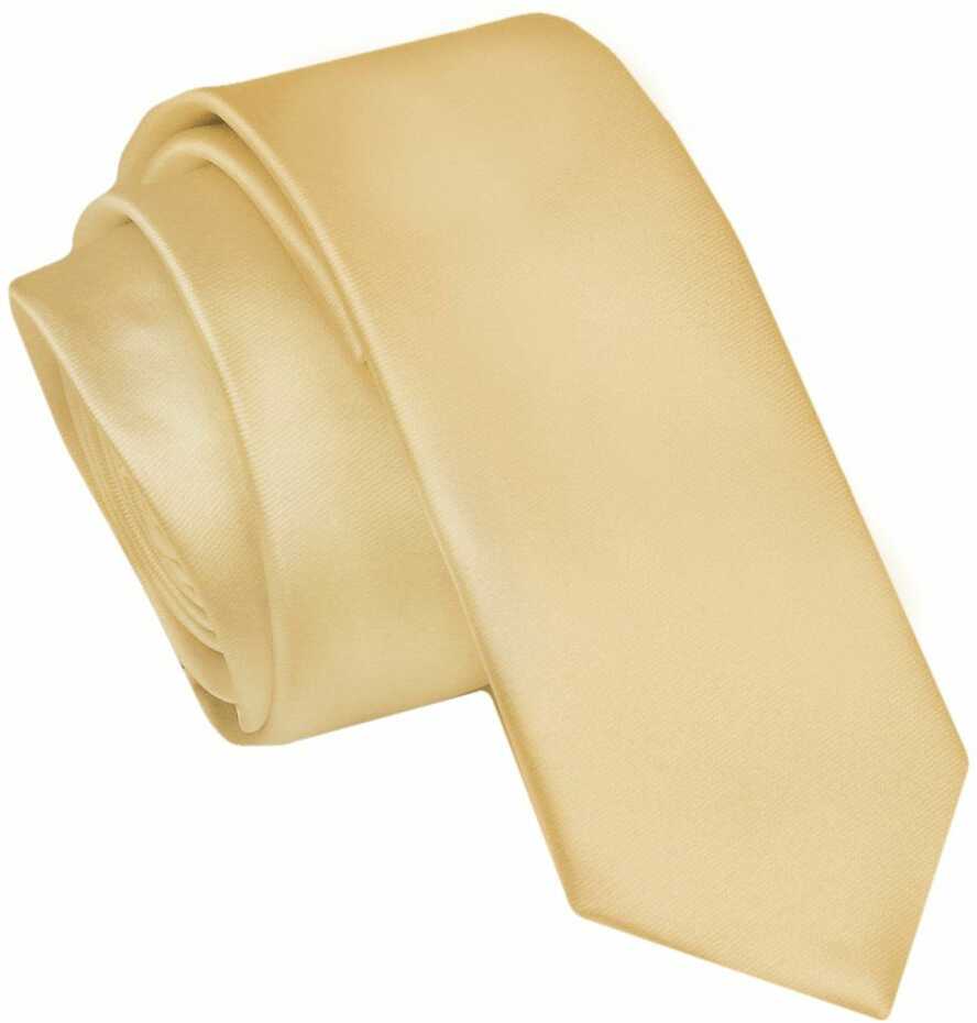 Krawat (Śledź) Męski 5 cm, Żółty, Wąski, Gładki -ALTIES KRALTStani0976