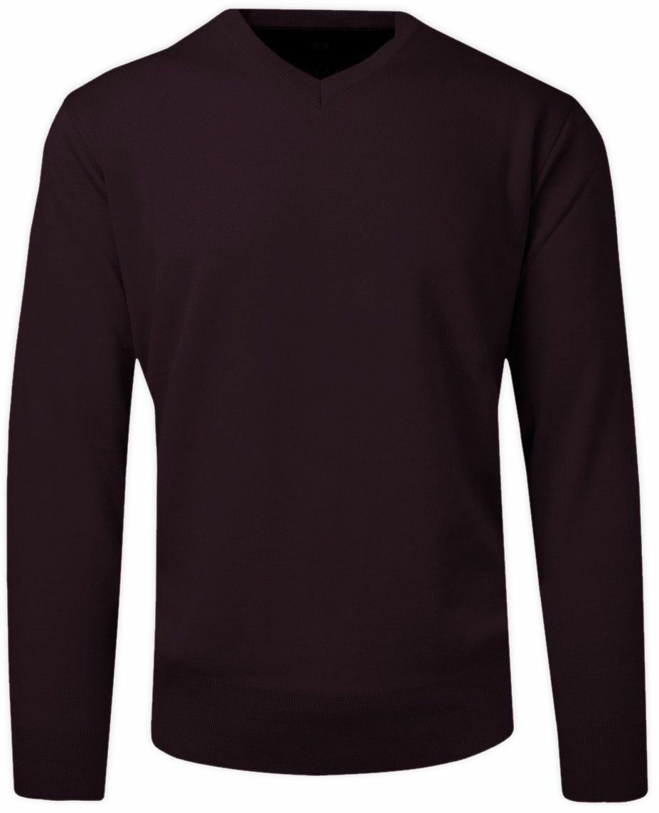 Sweter Śliwkowy Wełniany w Serek, V-neck, Męski, Cienki -HOVARD SWKOWhvrd501vMURDUM