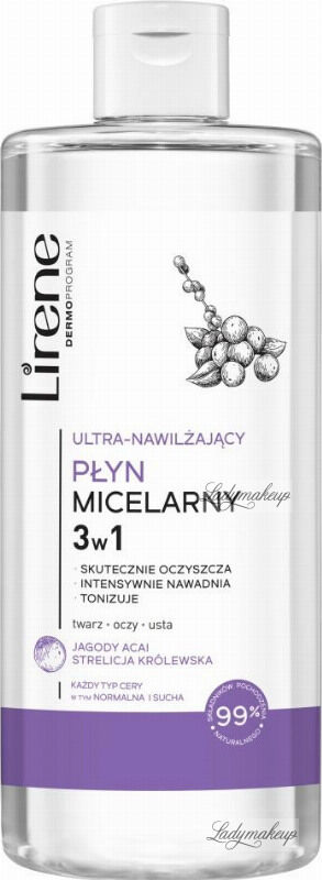 Lirene - Ultra nawilżający płyn micelarny 3w1 - Jagody Acai - 400 ml