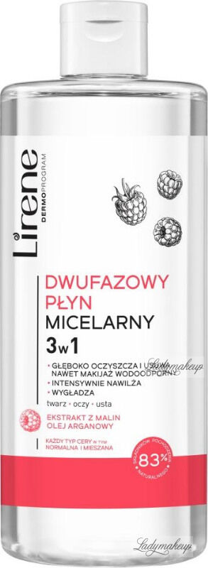 Lirene - Dwufazowy płyn micelarny 3w1 - Malina - 400 ml
