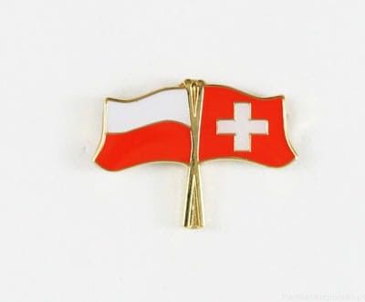 Flaga Polska - Szwajcaria, przypinka