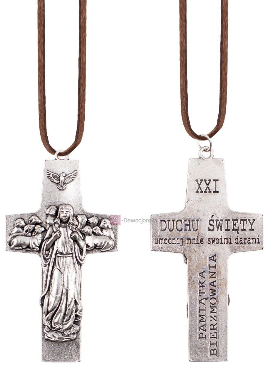 Naszyjnik - krzyżyk - Dobry Pasterz - pamiątka bierzmowania - Krzyż Papieża Franciszka 8cm