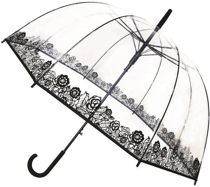 Smati - długi parasol - dentelle - przeźroczysty z kwiatowym wzorem
