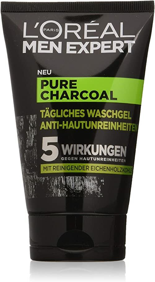 L''Oréal Paris Men Expert żel do mycia twarzy, zanieczyszczonej skóry, oczyszcza twarz dla mężczyzn, Pure Carbon żel do mycia przeciw zanieczyszczeniom skóry, 1 x 100 ml