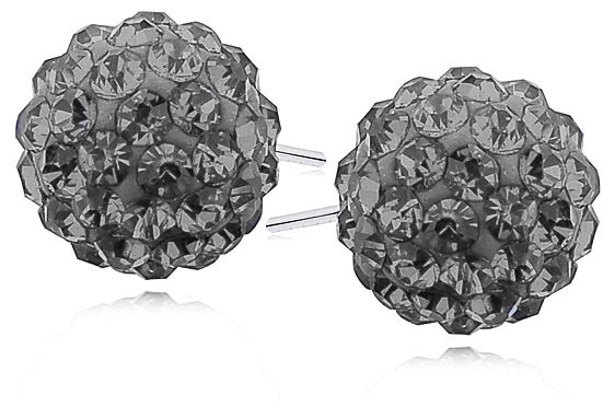 Kolczyki kulki grafitowe kryształki Swarovski 10mm shamballa discoball srebro 925 CRH0005E10