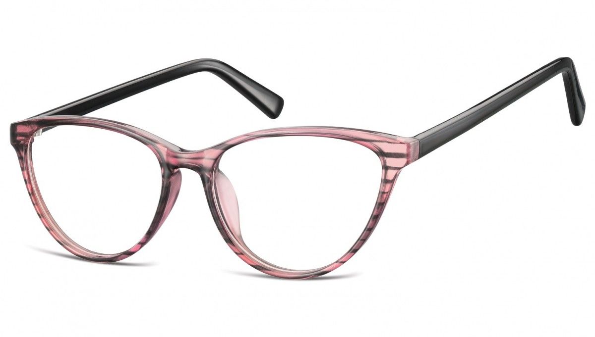 Sunoptic Oprawki korekcyjne okulary Kocie Oczy zerówki CP127 różowo-czarne