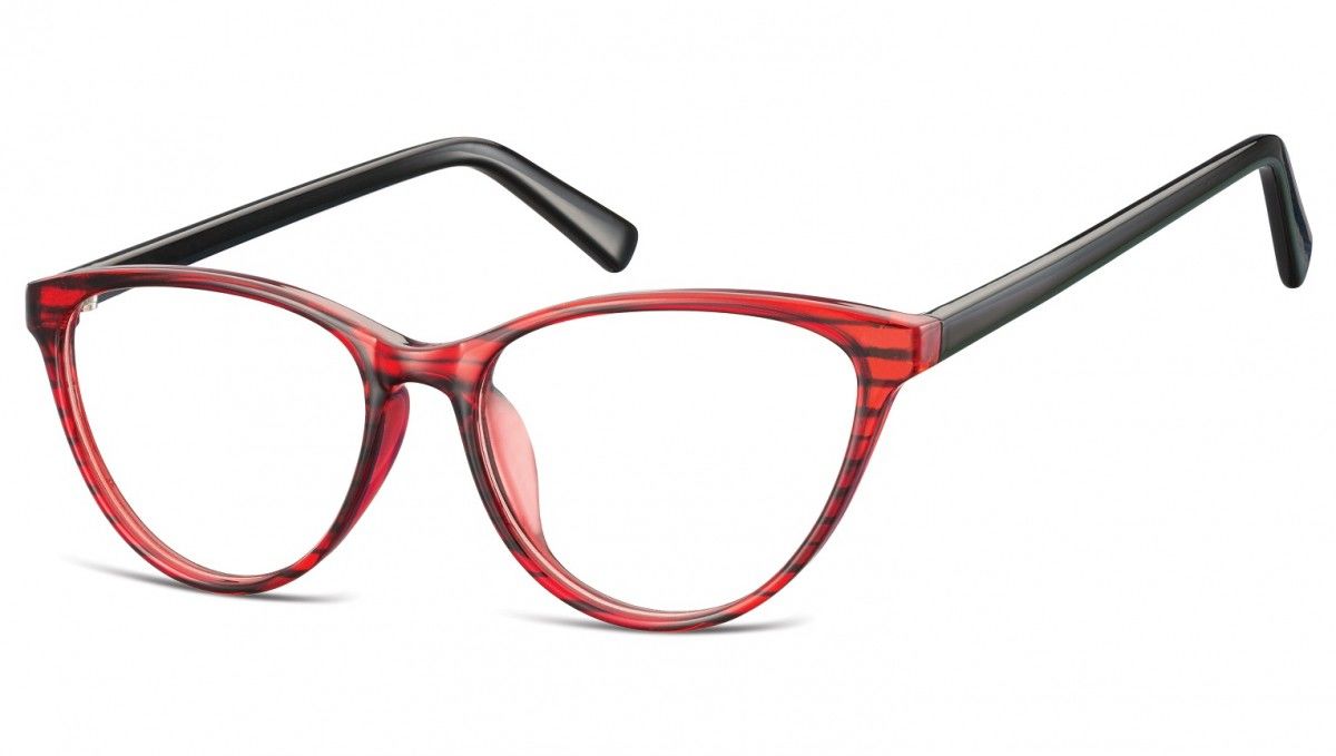Sunoptic Oprawki korekcyjne okulary Kocie Oczy zerówki CP127A czerwono-czarne