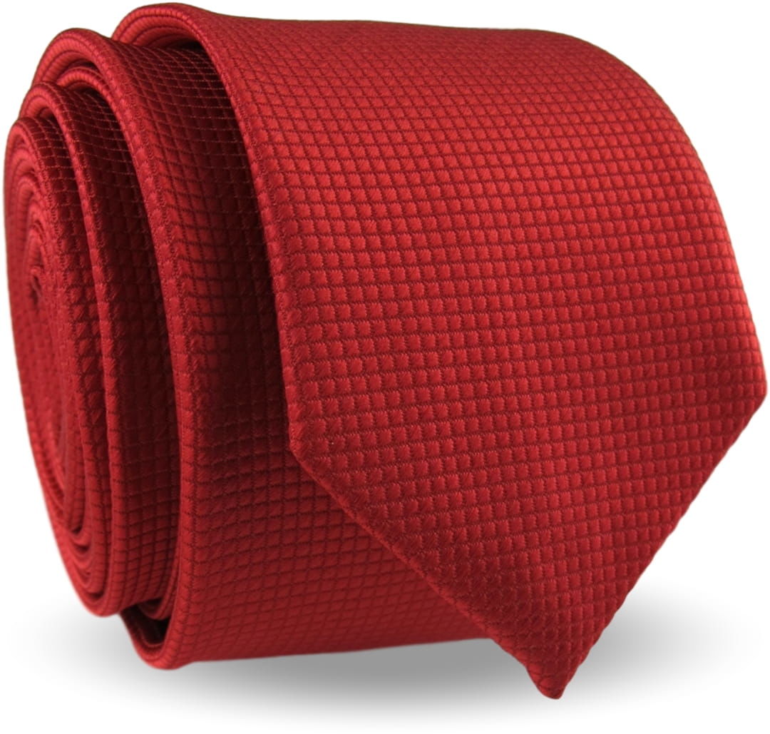Krawat Męski Elegancki Modny Klasyczny szeroki czerwony w delikatną kratkę G335