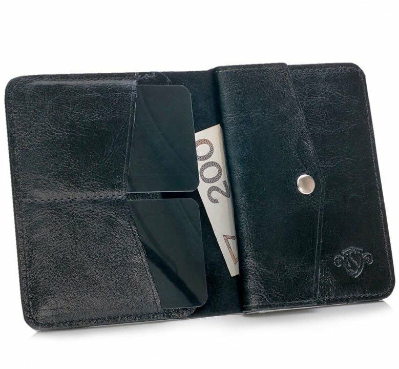 Skórzany cienki portfel męski z bilonówką SOLIER SW15 SLIM czarny