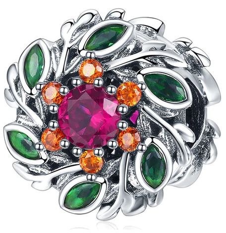 Rodowany srebrny charms do pandora kolorowy kwiat flower cyrkonie srebro 925