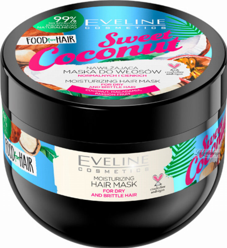 Eveline Cosmetics - Food for Hair - Moisturizing Hair Mask - Nawilżająca maska do włosów normalnych i cienkich - Sweet Coconut - 500 ml