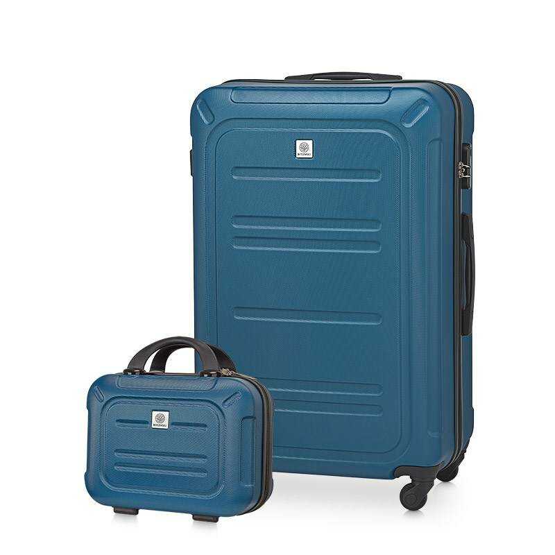 Zestaw duża walizka i kuferek BETLEWSKI niebieski ZESTAW BWA NIEBIES L