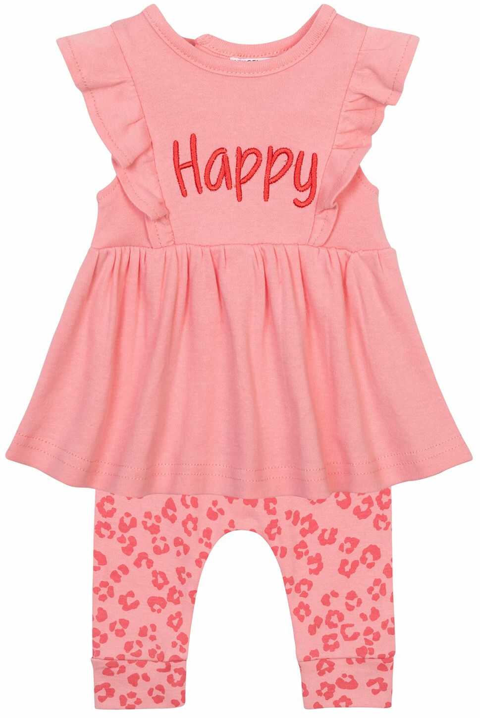 Różowy komplet niemowlęcy bawełniany- bluzka i legginsy