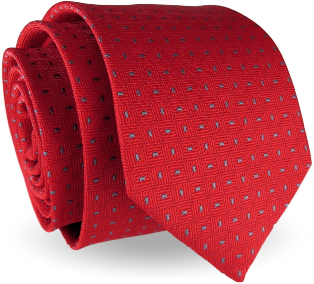 Krawat Męski Elegancki Modny klasyczny szeroki czerwony we wzory G234