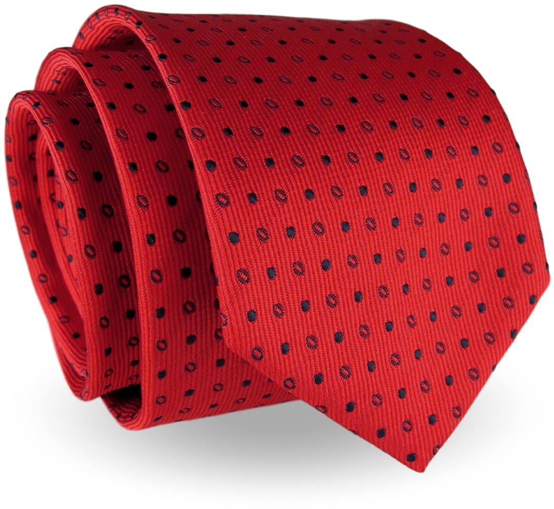 Krawat Męski Elegancki Modny klasyczny szeroki czerwony we wzory G236