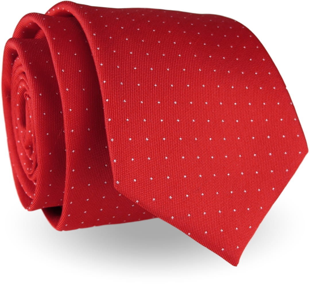 Krawat Męski Elegancki Modny klasyczny szeroki czerwony w kropki G237