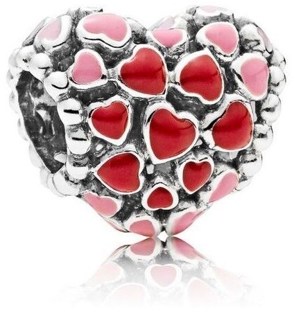 Rodowany srebrny charms do pandora kolorowe serce serduszko heart srebro 925