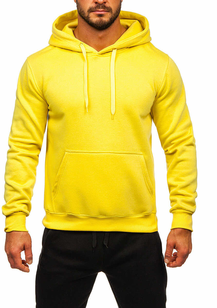 Jasnożółty dres męski z bluzą z kapturem kangurką Denley D002-33