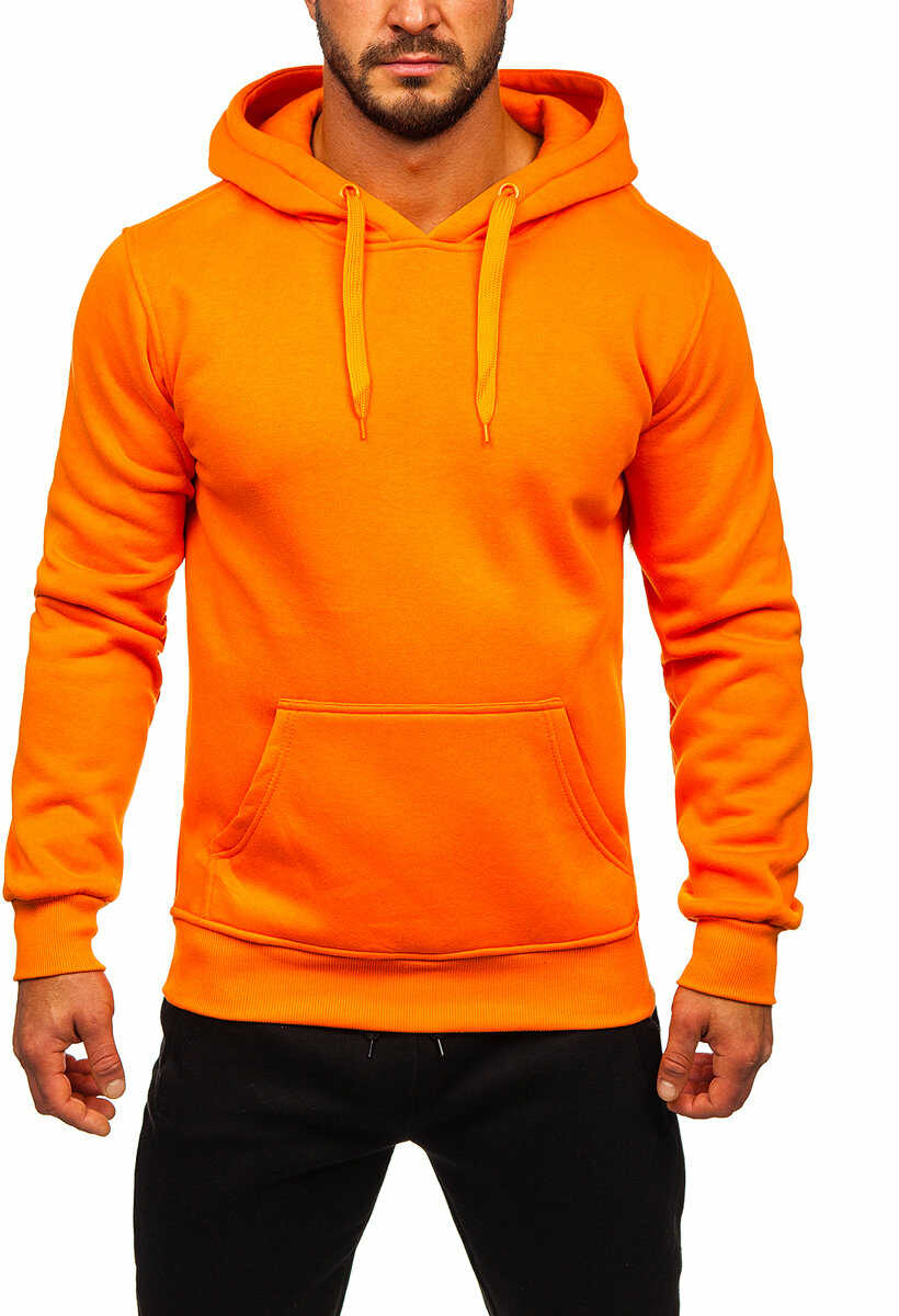 Pomarańczowy dres męski z bluzą z kapturem kangurką Denley D002