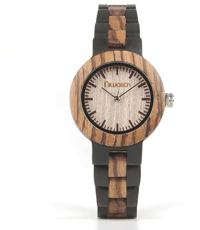 Damski zegarek drewniany Niwatch BASIC na dwukolorowej bransolecie
