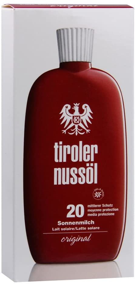 Tiroler Nussöl Mleczko do opalania oryginalne, wodoodporne, LSF 20, 1 opakowanie (1 x 150 ml)