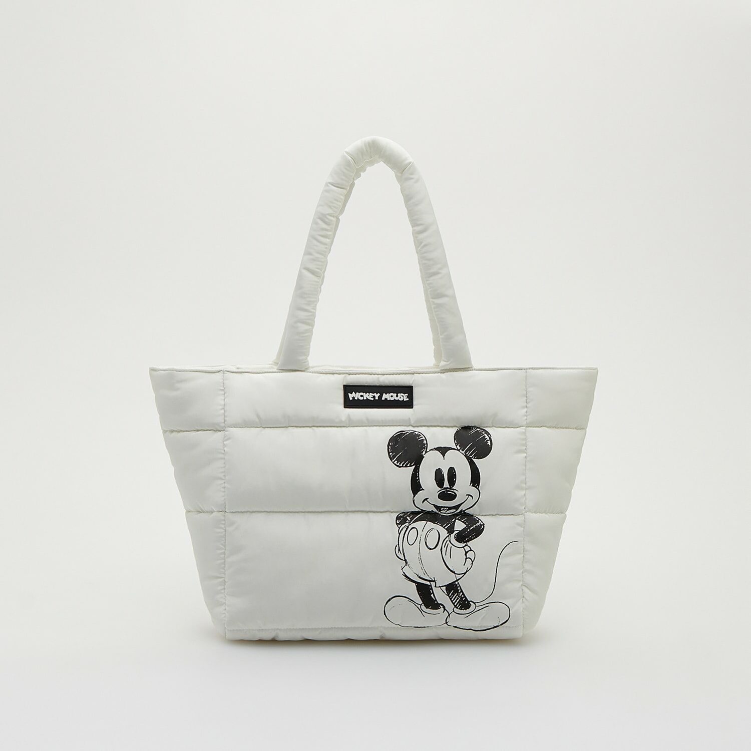 Reserved - Pikowana torba z nadrukiem Mickey Mouse - Biały