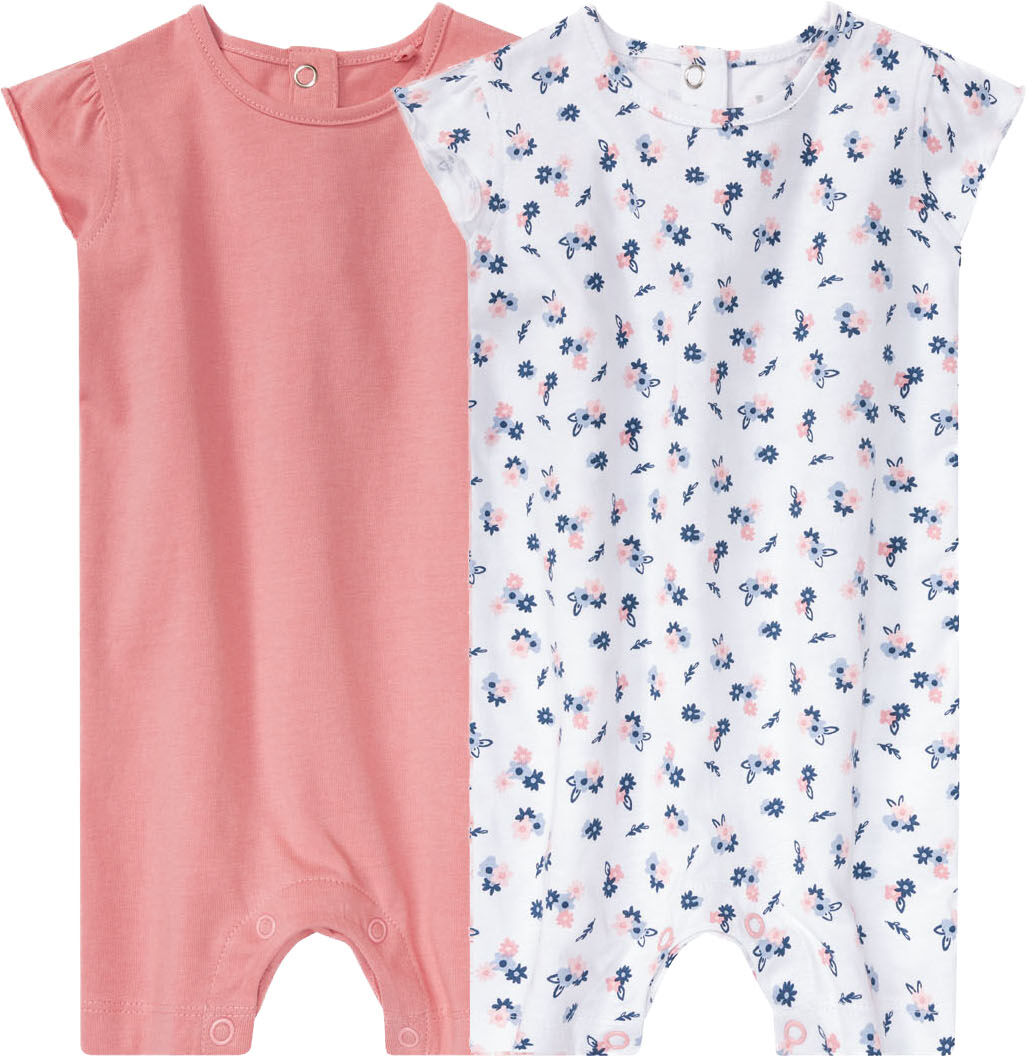 lupilu Rampersy, piżama niemowlęca z bawełny organicznej, 2 sztuki We wzory/różowy