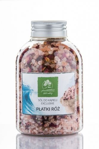 Kłodawska sól do kąpieli z płatkami róż - butelka 600g