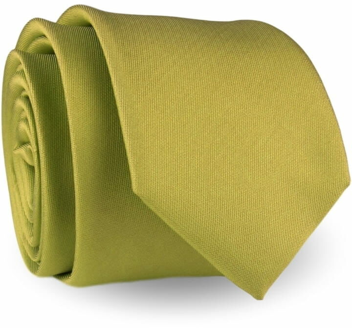Krawat Męski Elegancki Modny Klasyczny szeroki gładki żółty złoty oliwkowy z połyskiem G401