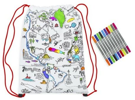Plecak worek do malowania mapa świata eatsleepdoodle