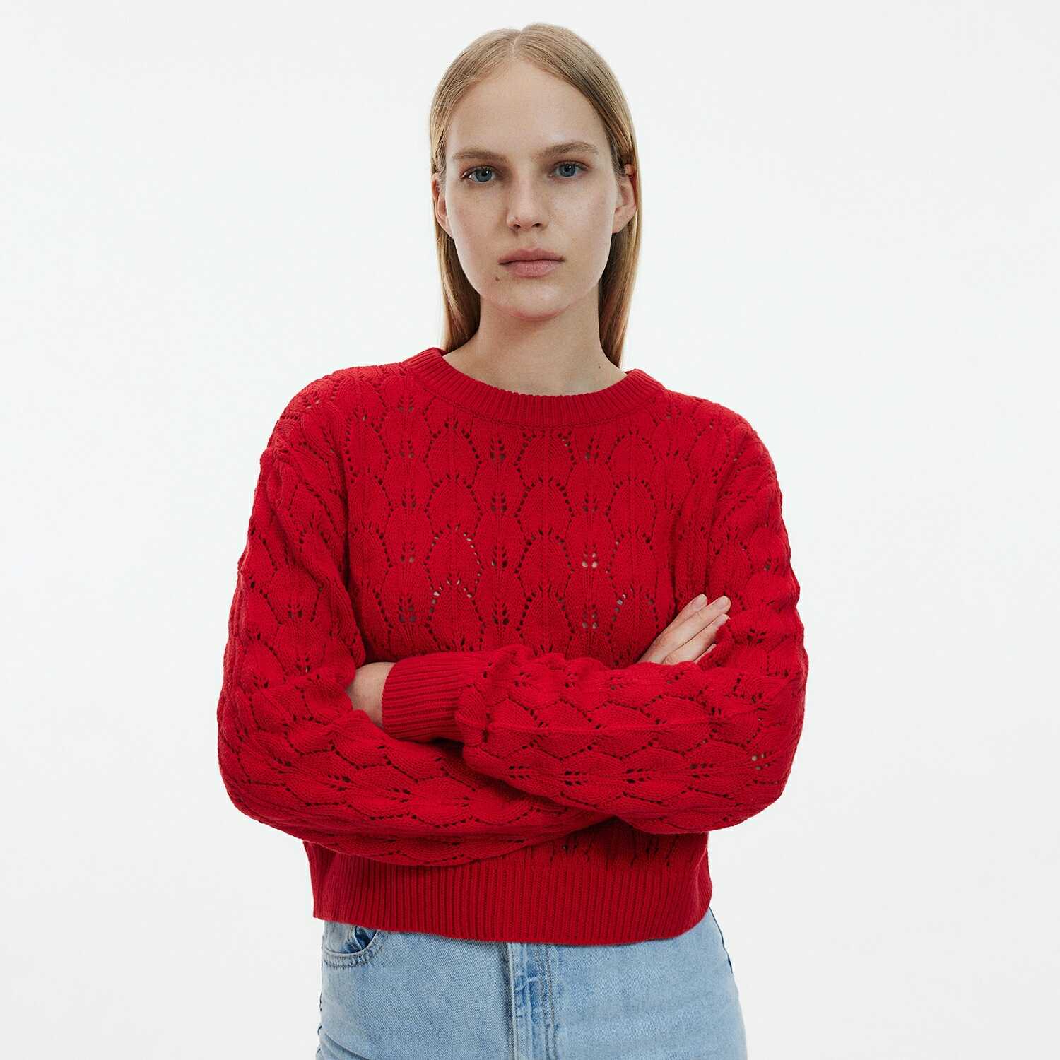 Reserved - Ażurowy sweter - Czerwony