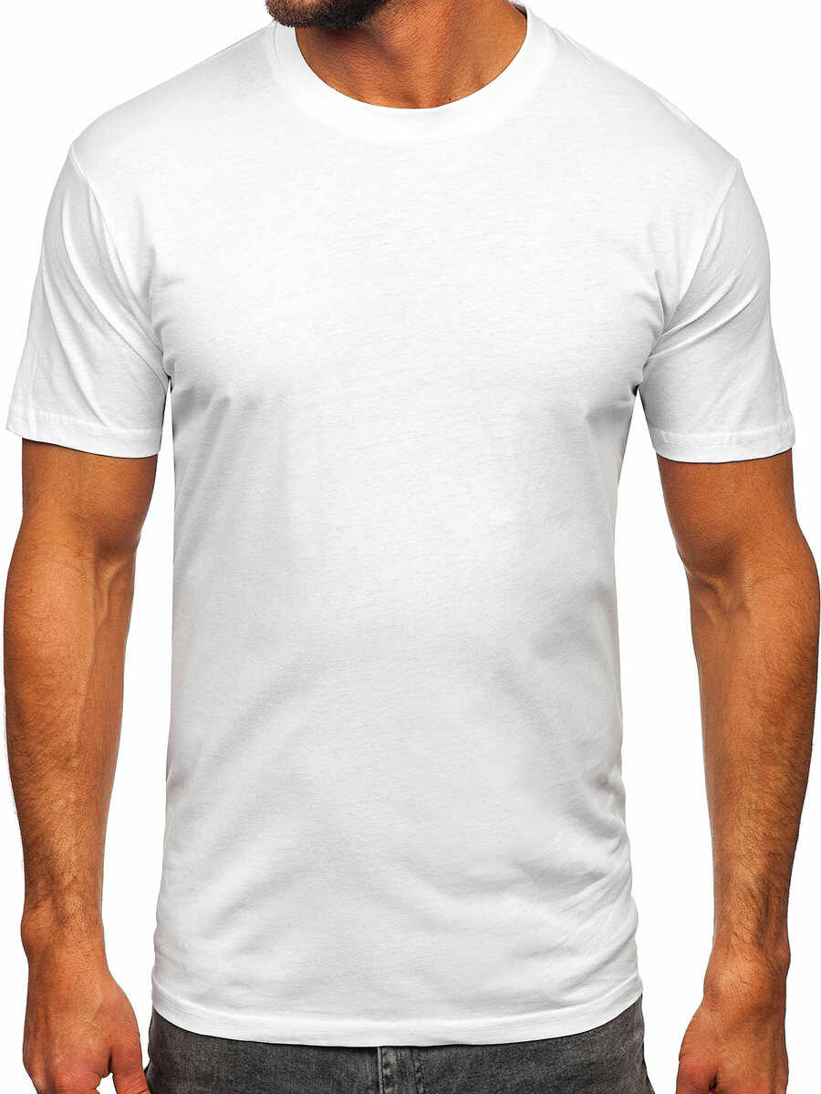 T-shirt męski bez nadruku biały Bolf 14291