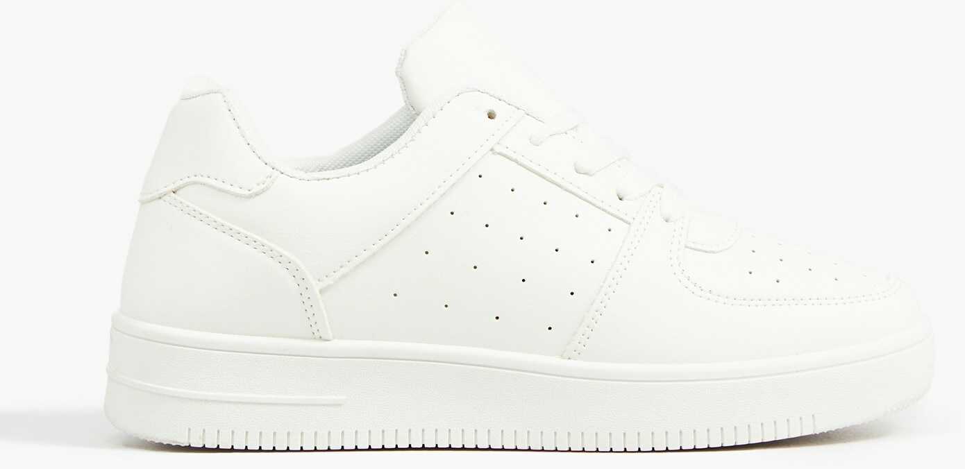 Cropp - Gładkie białe sneakersy - Biały