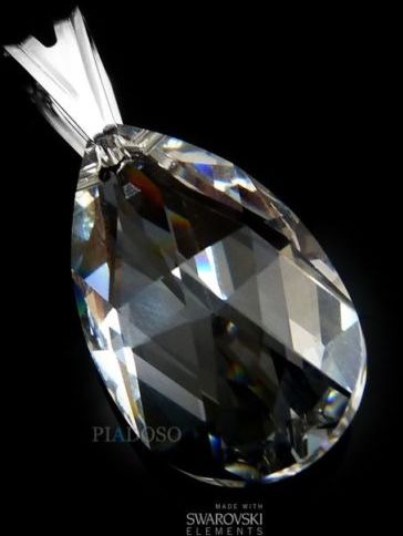 Kryształy wisiorek+łańcuszek 28MM CRYSTAL SREBRO