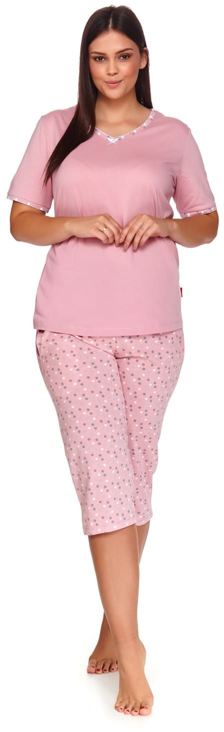 Bawełniana piżama damska Dn-nightwear PB.4152 różowa
