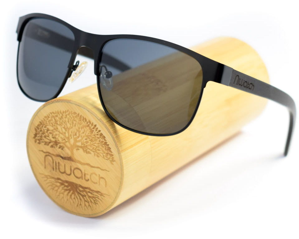 Drewniane okulary przeciwsłoneczne Niwatch Cetus Black