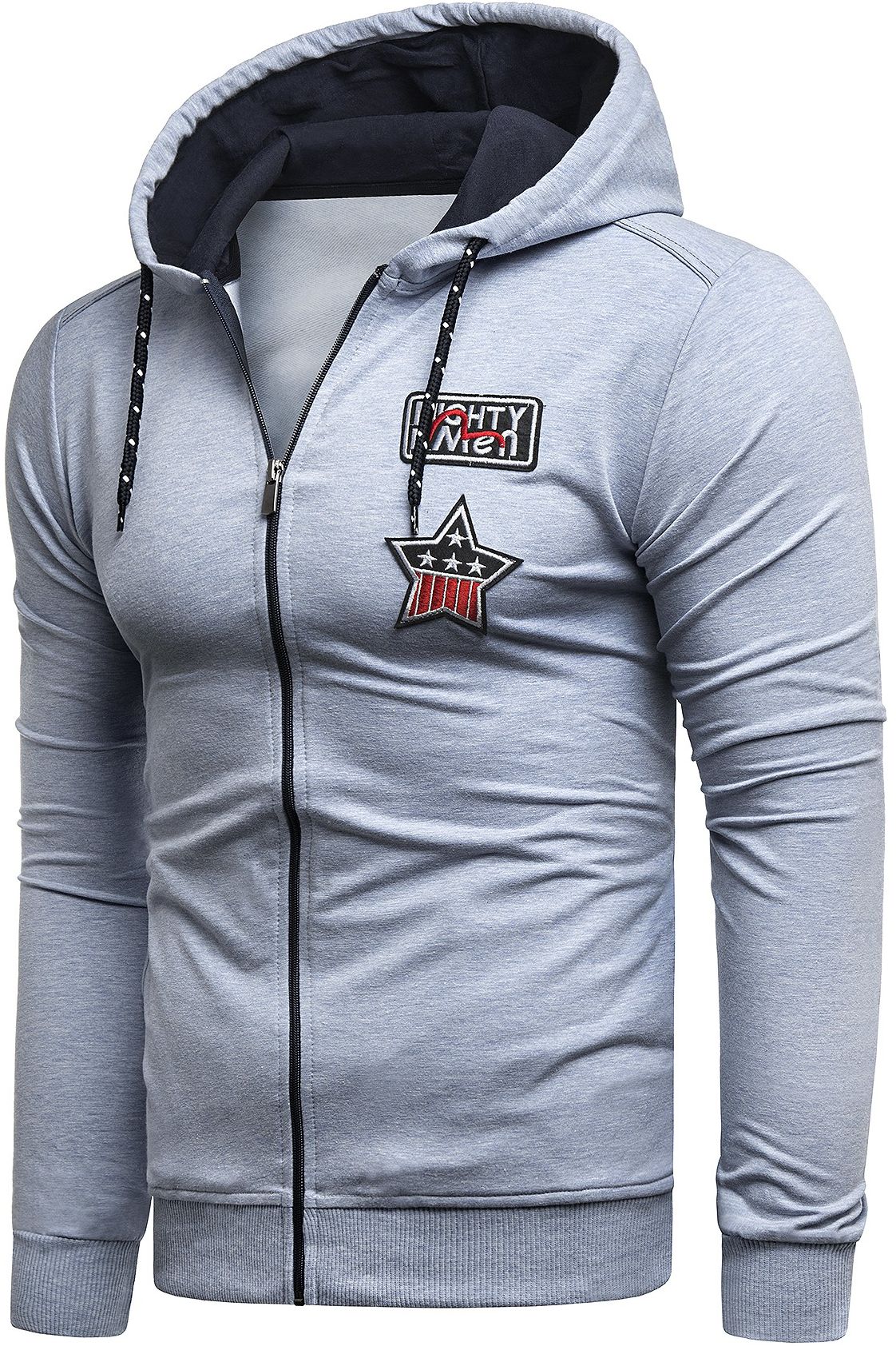 Bluza męska rozpinana 5906 - szara/błękitna